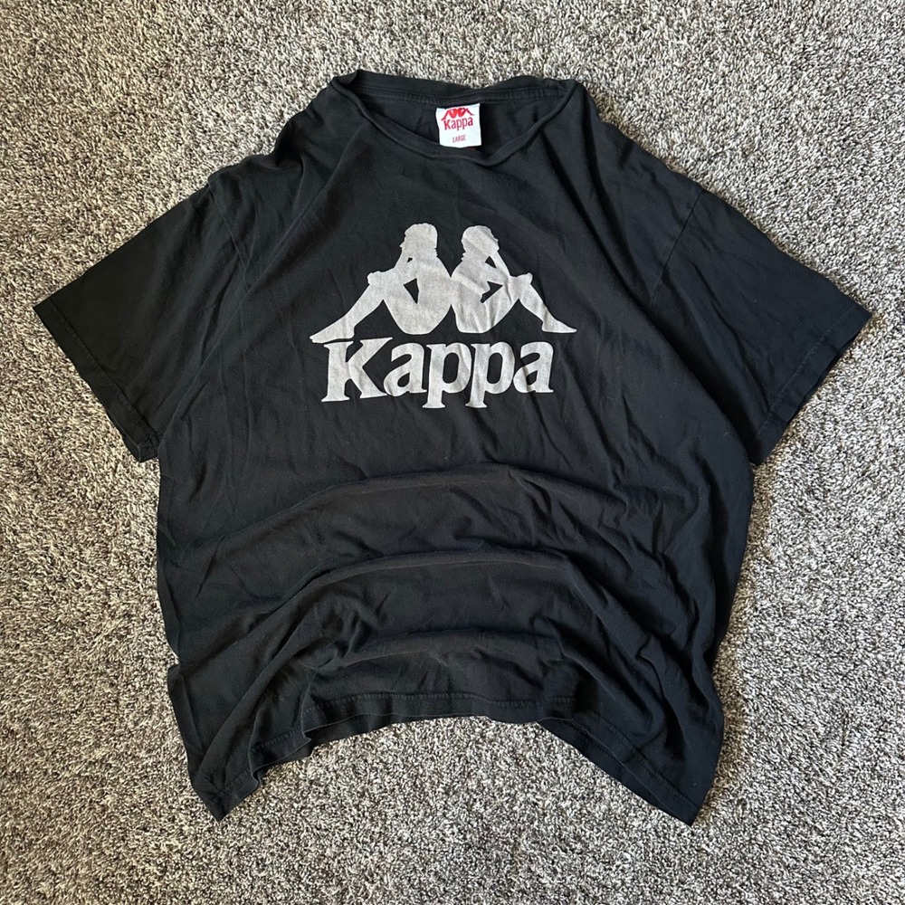Kappa Graphic T-Shirt Black Omini Logo Short Sleeve Large